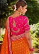 Wedding Wear Banarasi Saree In Pink And Orange Color